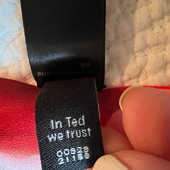 Ted Baker Tie/Ribbon Recycled Polyester Red and White - Picture 6 of 14